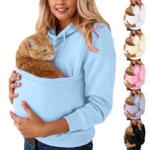 Unisex Hoodie with Pet Carrier Pocket Solid Color