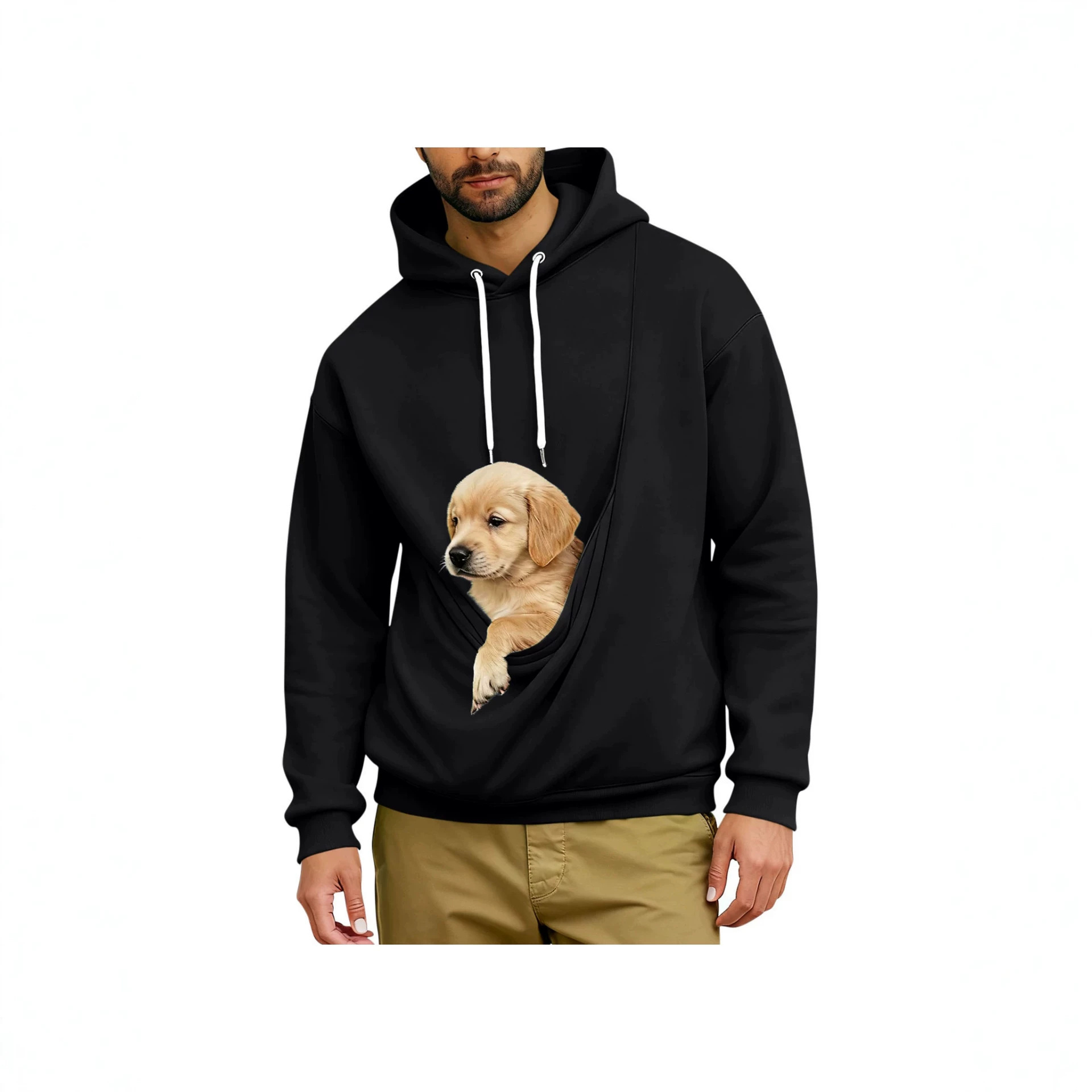 Men's Loose Hoodie with Large Pet Pocket Long Sleeve