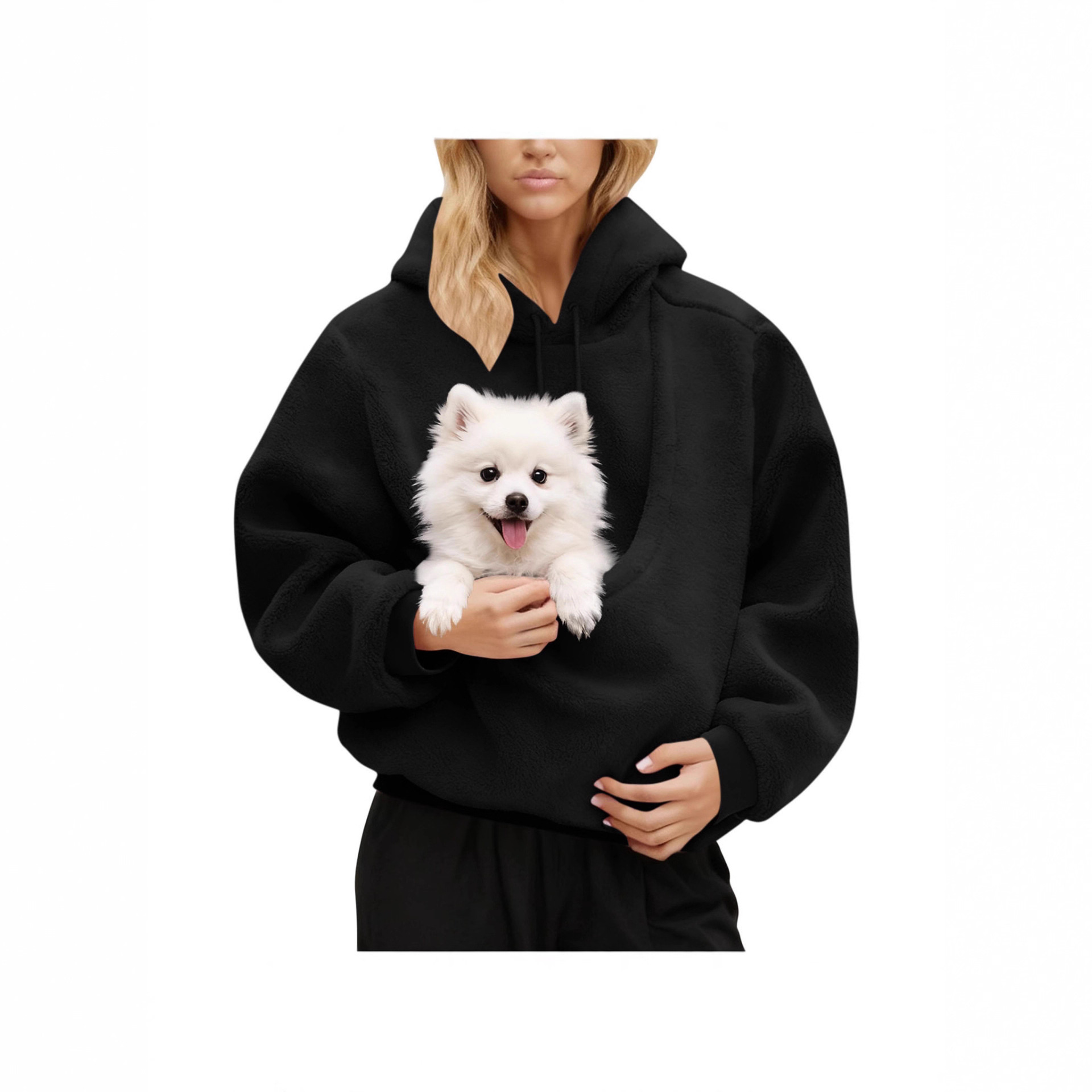 Women's Solid Color Loose Hoodie Long Sleeve Plush Top