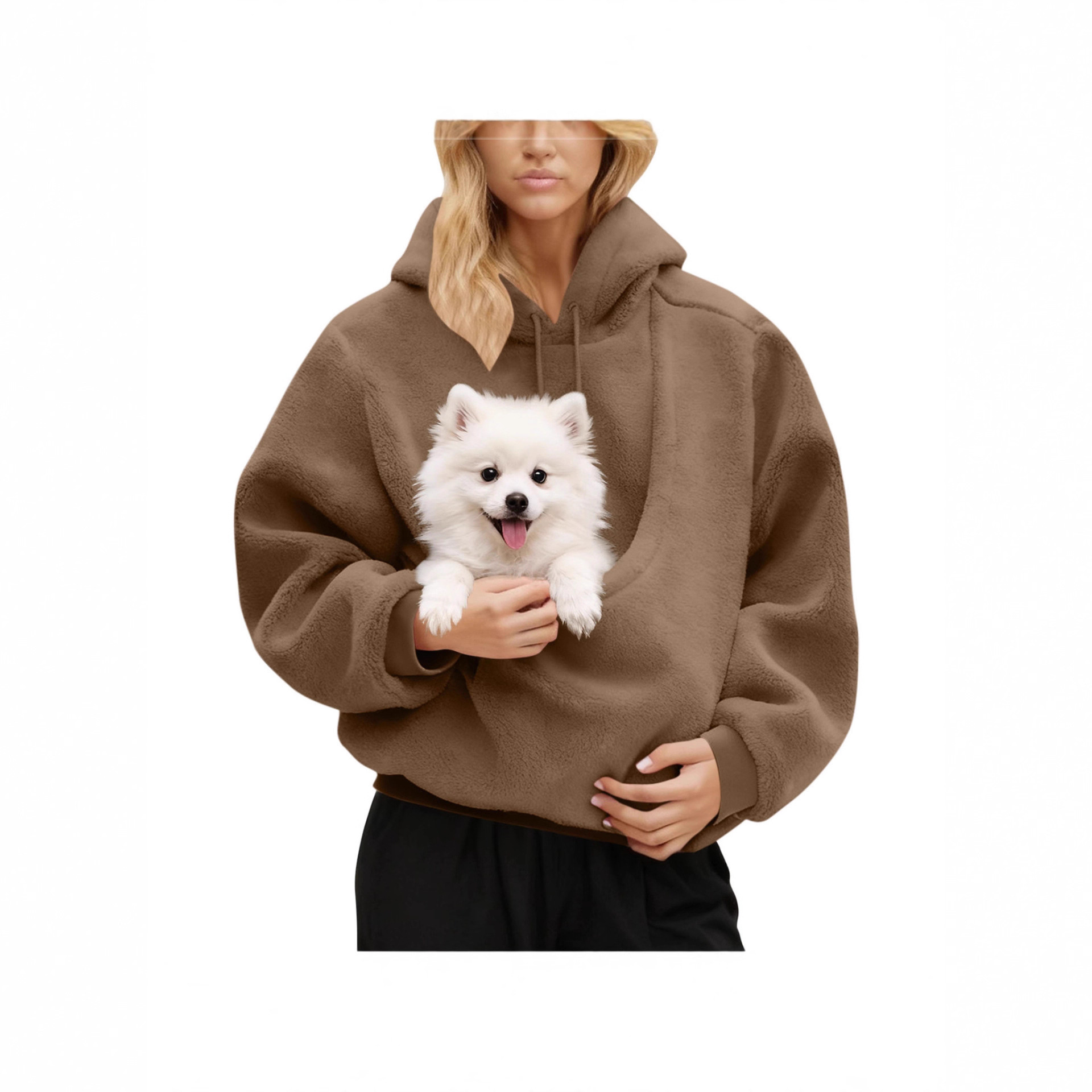 Women's Solid Color Loose Hoodie Long Sleeve Plush Top