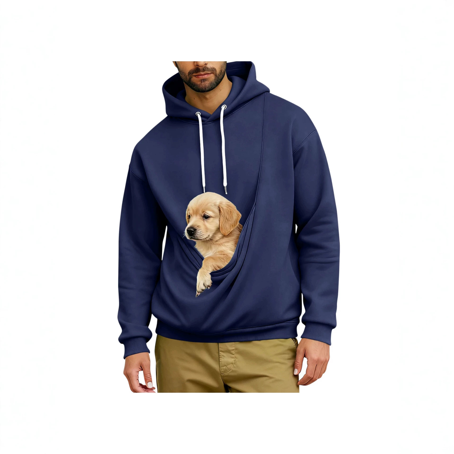Men's Loose Hoodie with Large Pet Pocket Long Sleeve