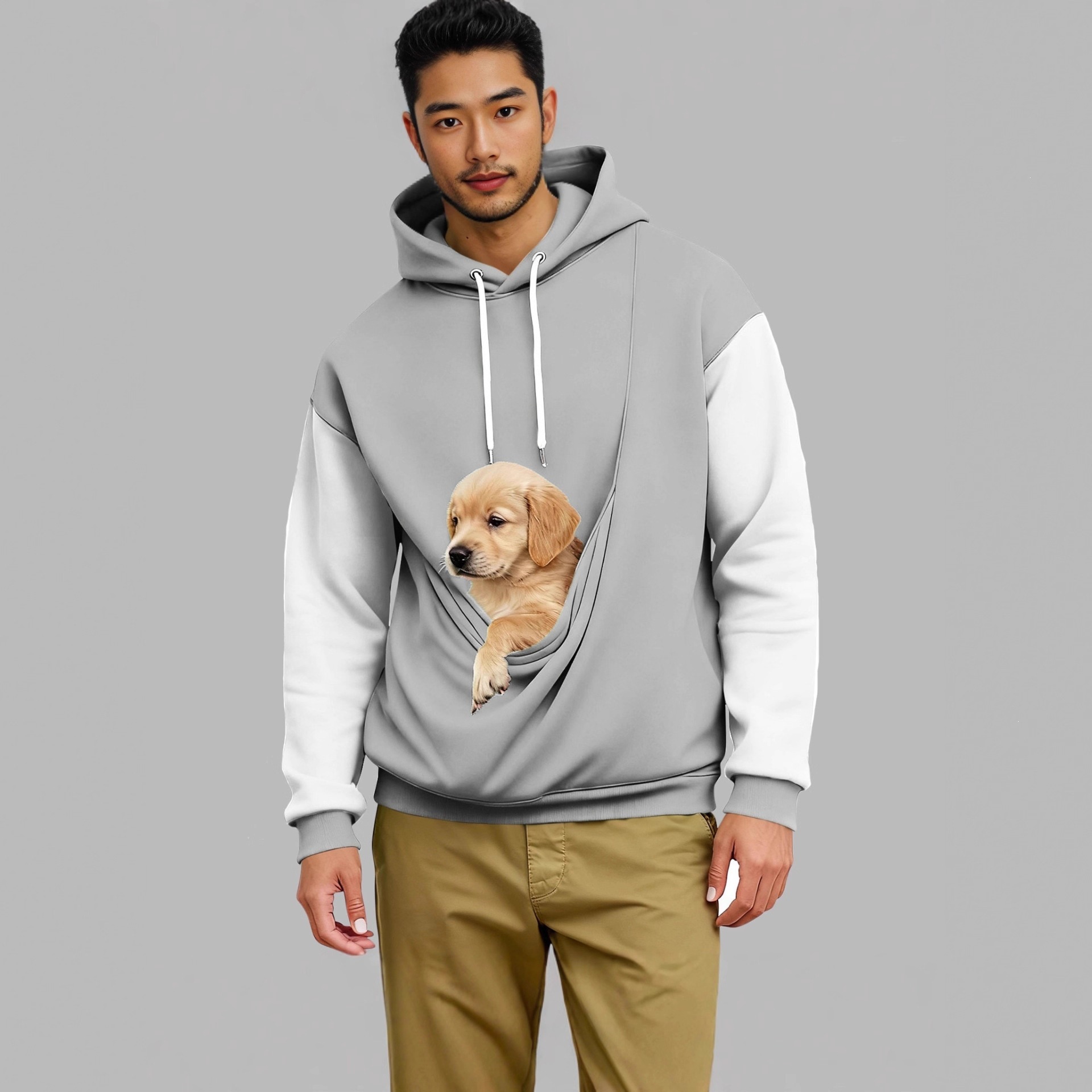 Men's 3D Digital Print Hoodie Loose Casual Long Sleeve Pullover