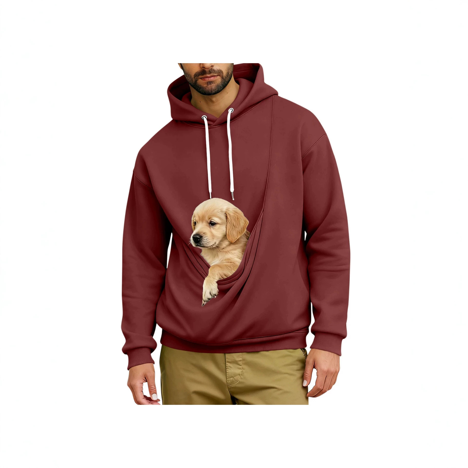 Men's Loose Hoodie with Large Pet Pocket Long Sleeve