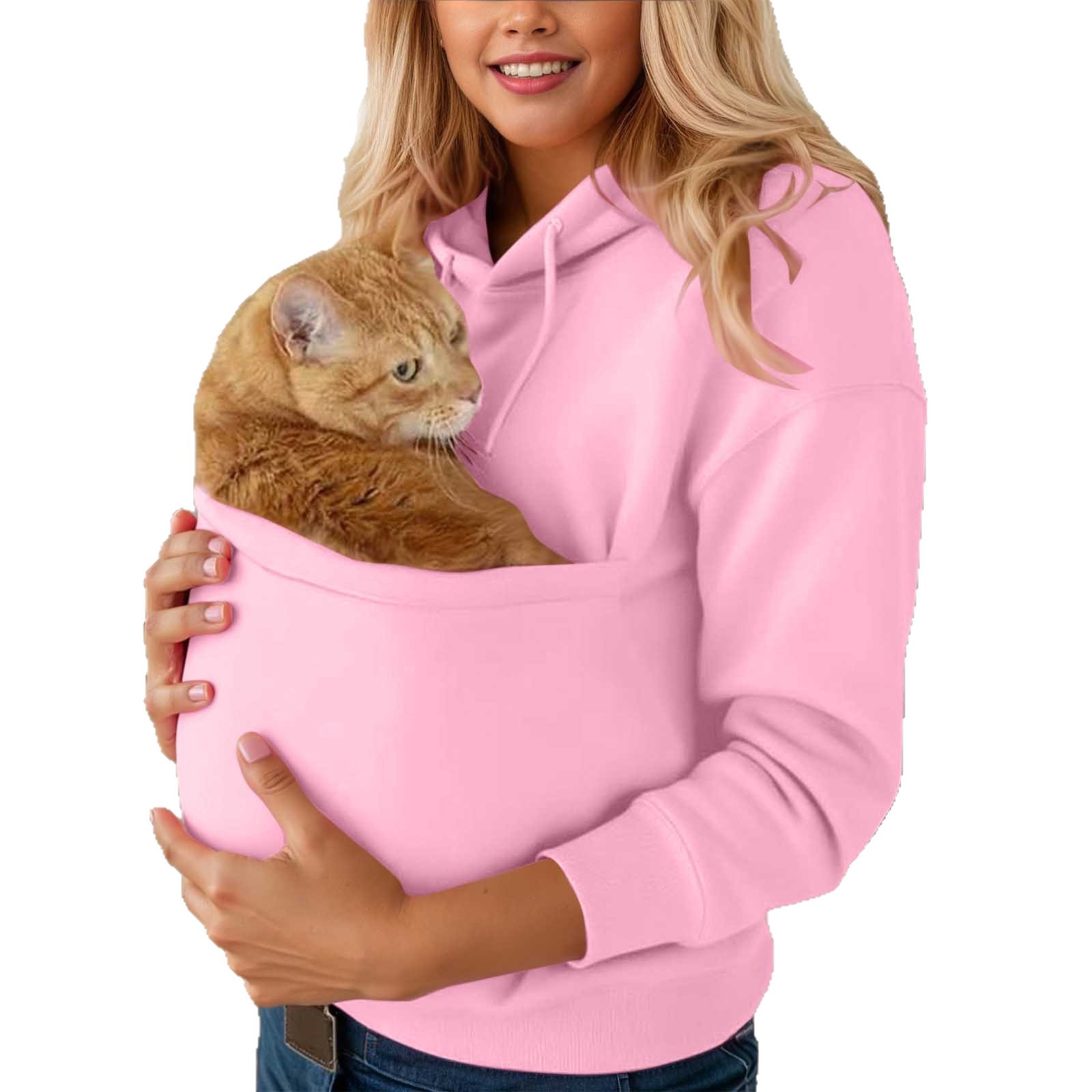 Unisex Hoodie with Pet Carrier Pocket Solid Color