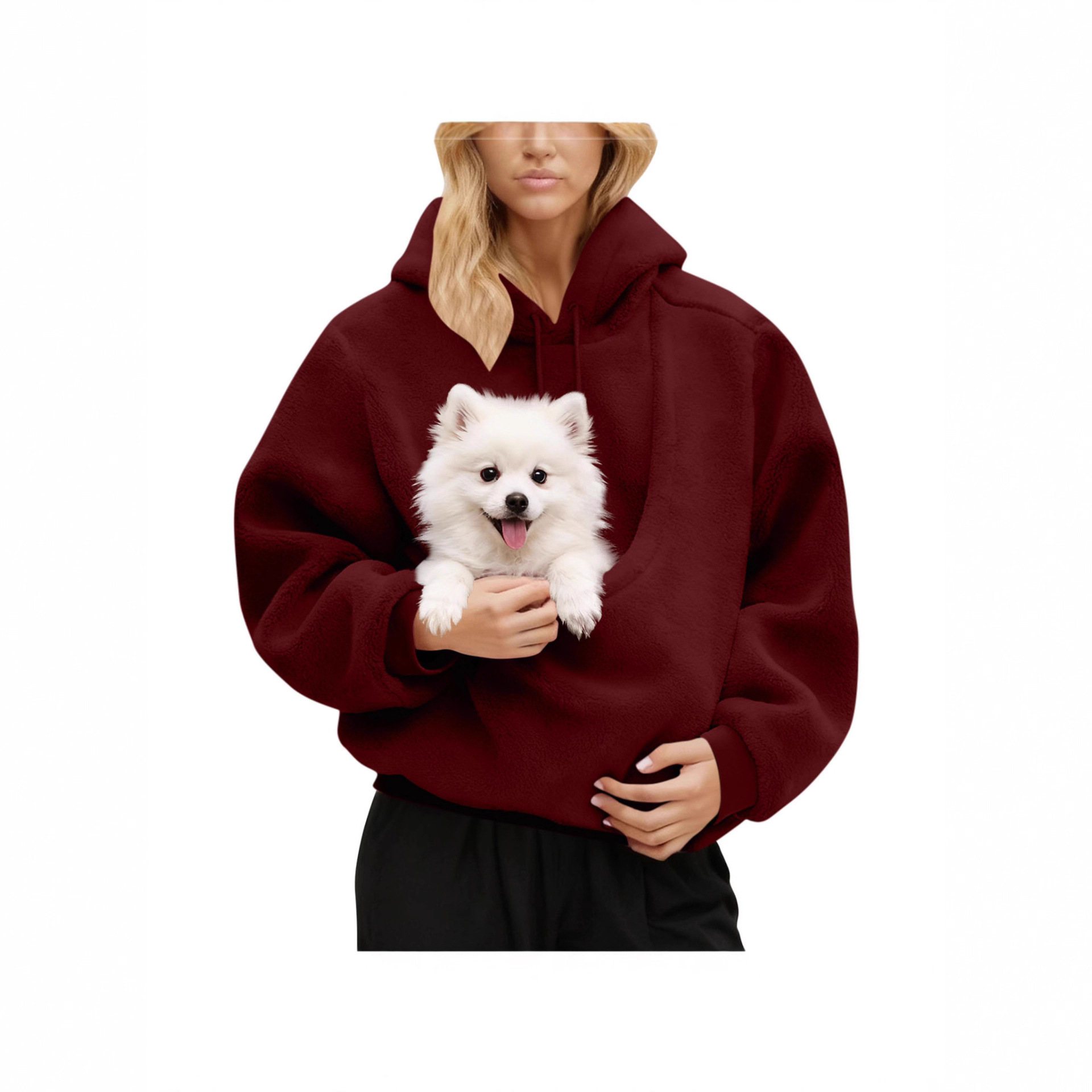 Women's Solid Color Loose Hoodie Long Sleeve Plush Top