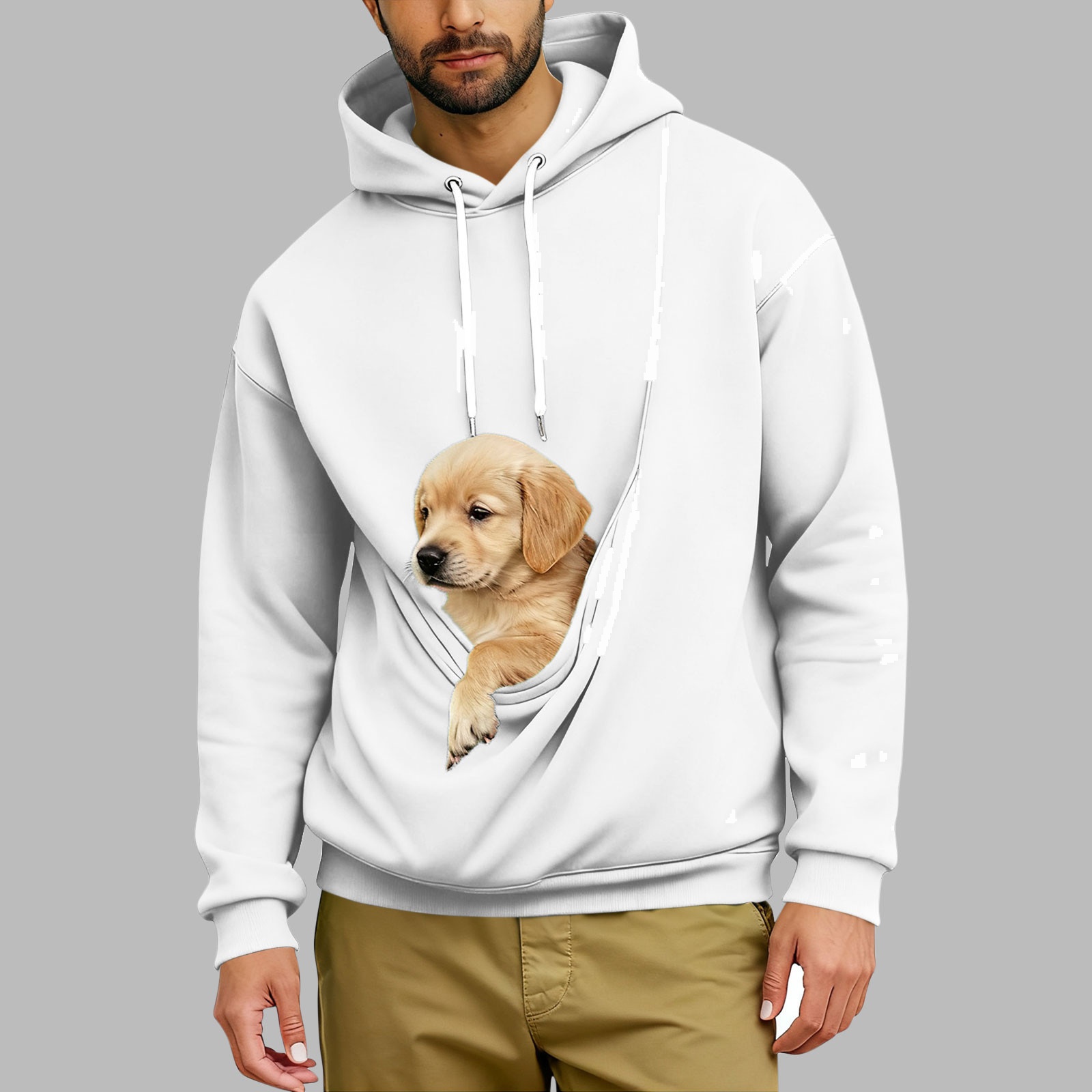 Men's Loose Hoodie with Large Pet Pocket Long Sleeve