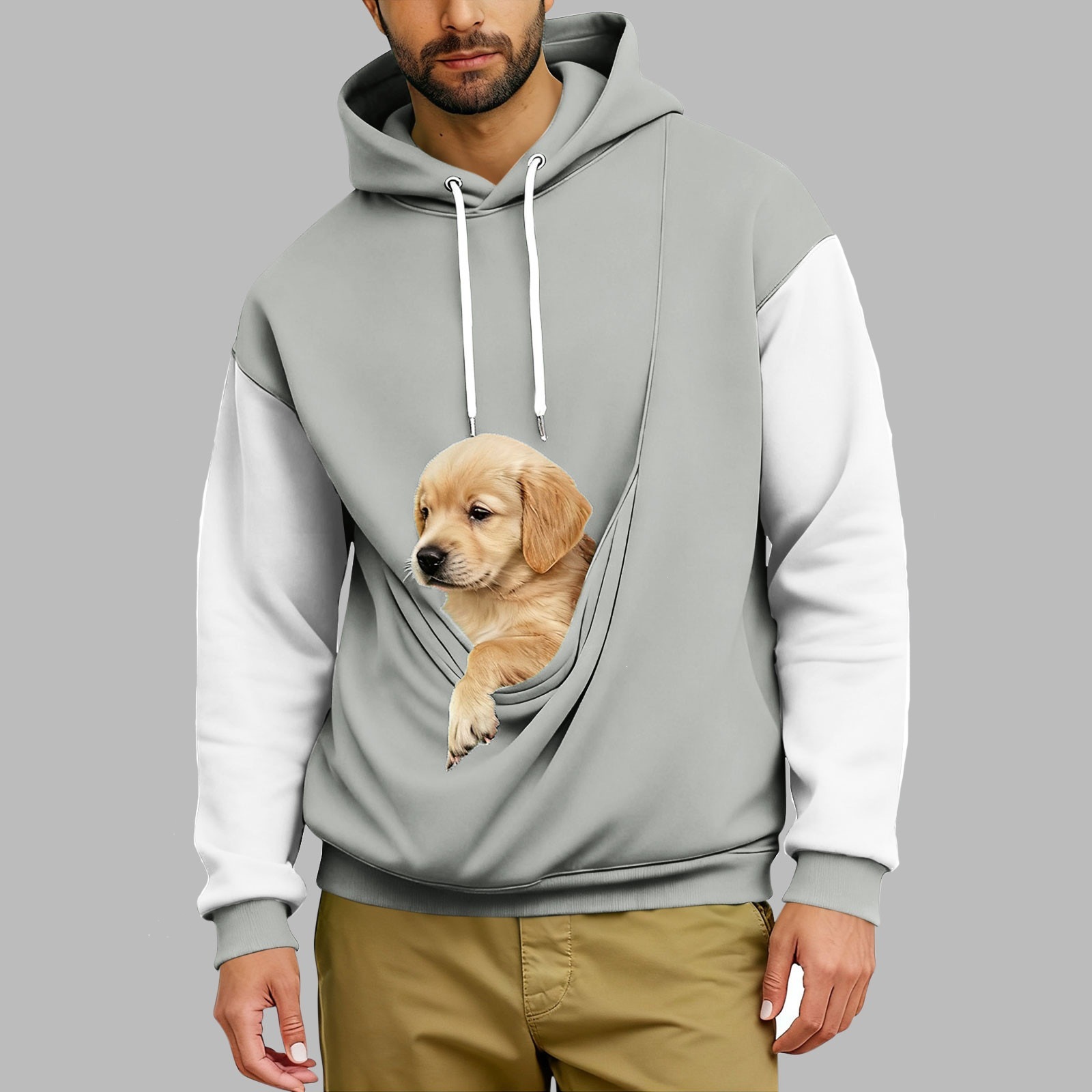 Men's 3D Digital Print Hoodie Loose Casual Long Sleeve Pullover