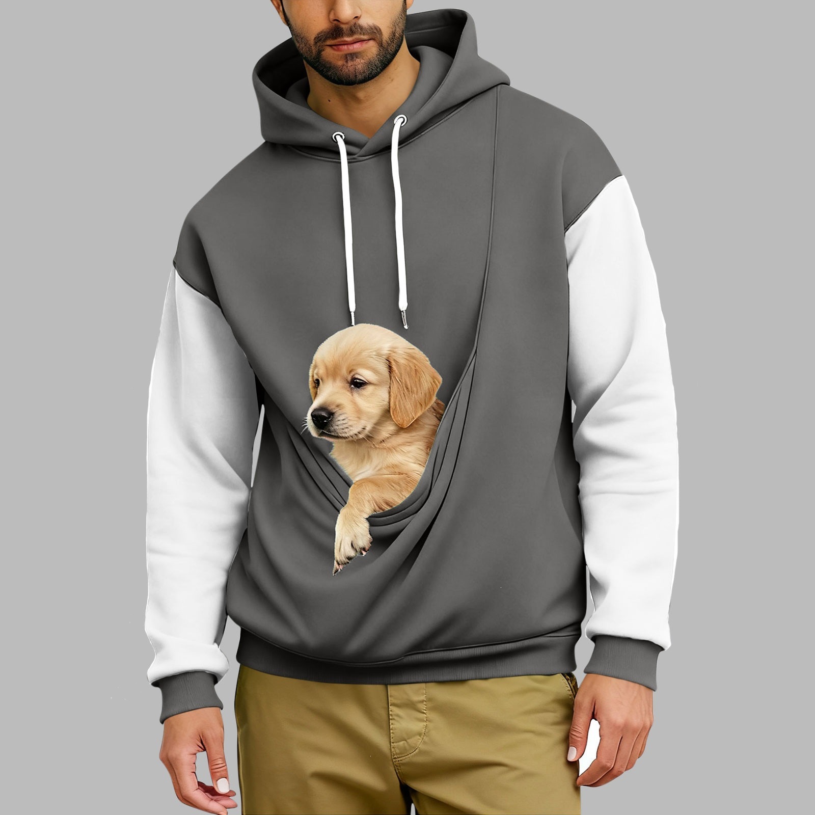 Men's 3D Digital Print Hoodie Loose Casual Long Sleeve Pullover