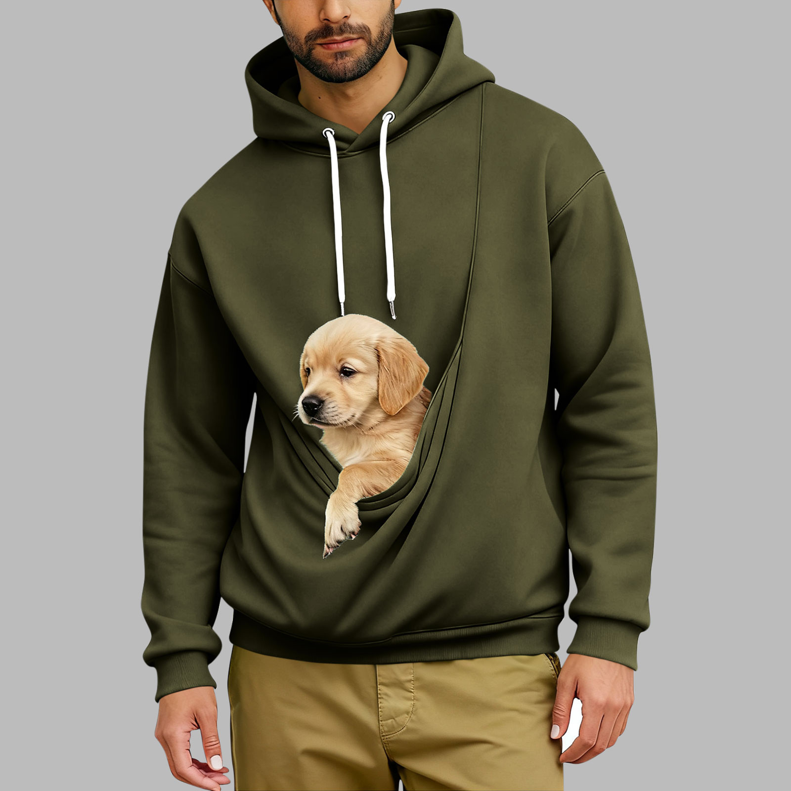 Men's Loose Hoodie with Large Pet Pocket Long Sleeve