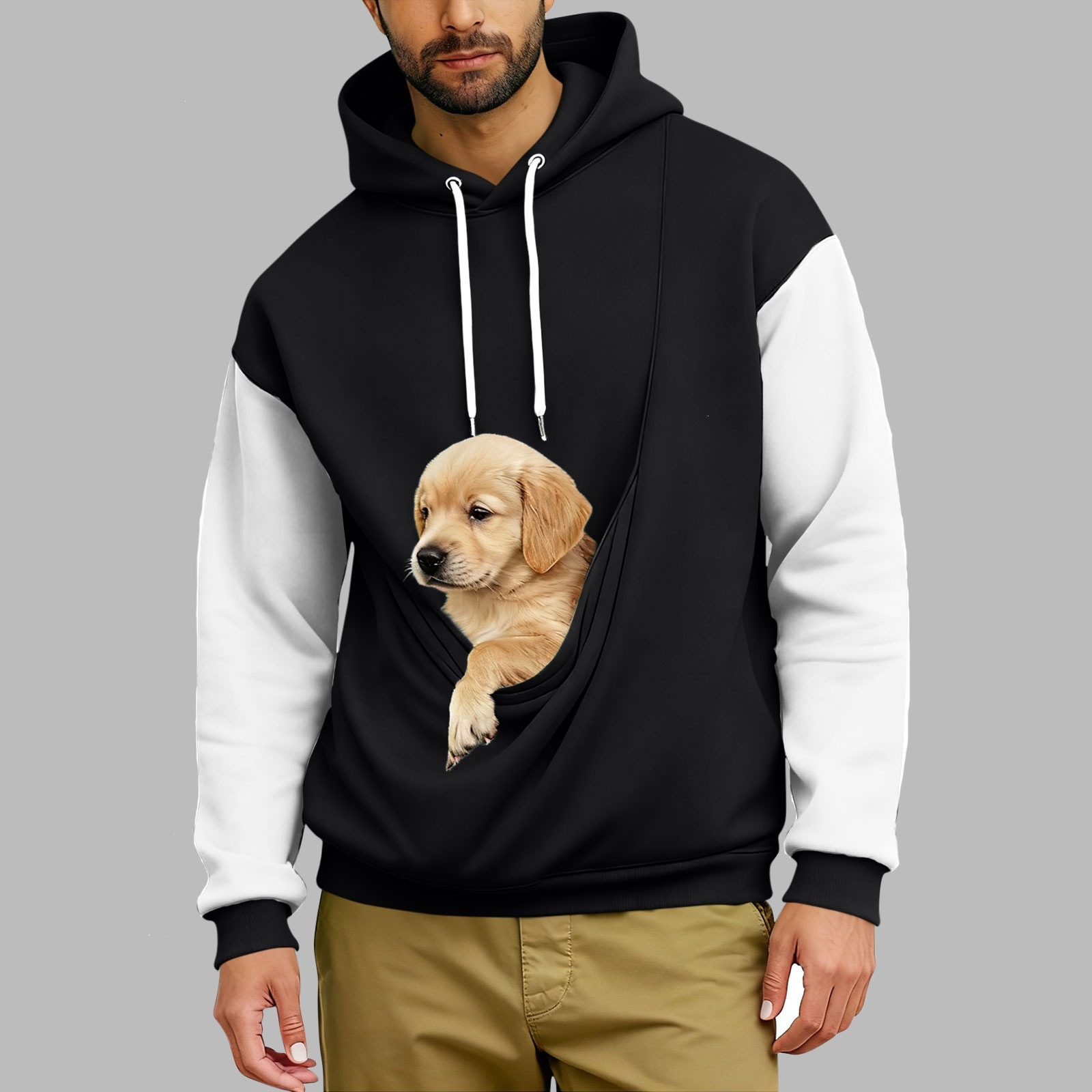 Men's 3D Digital Print Hoodie Loose Casual Long Sleeve Pullover