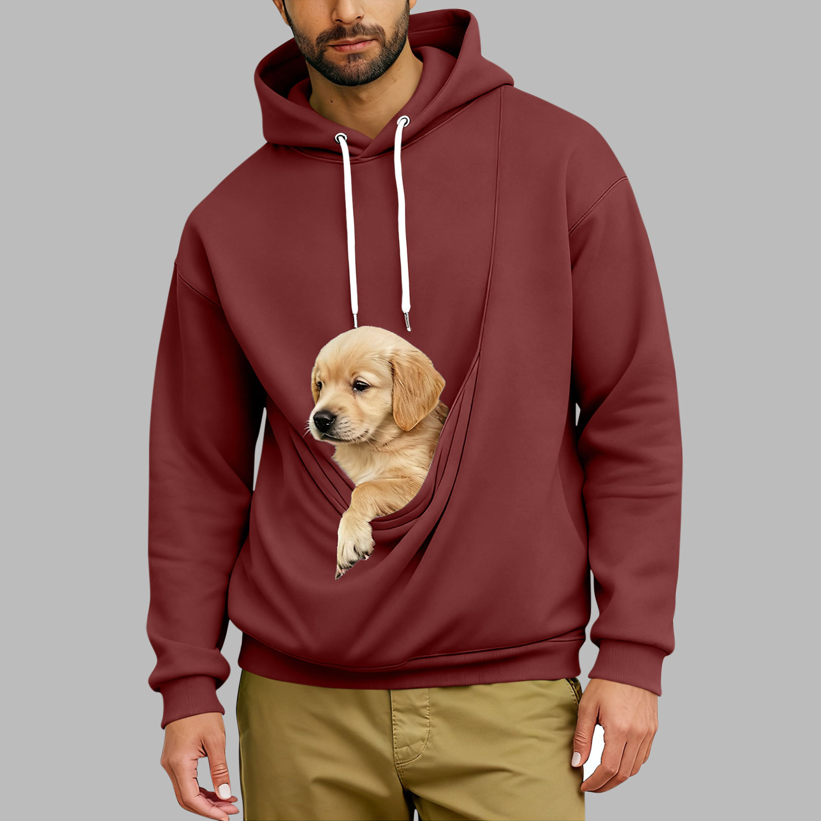Men's Loose Hoodie with Large Pet Pocket Long Sleeve
