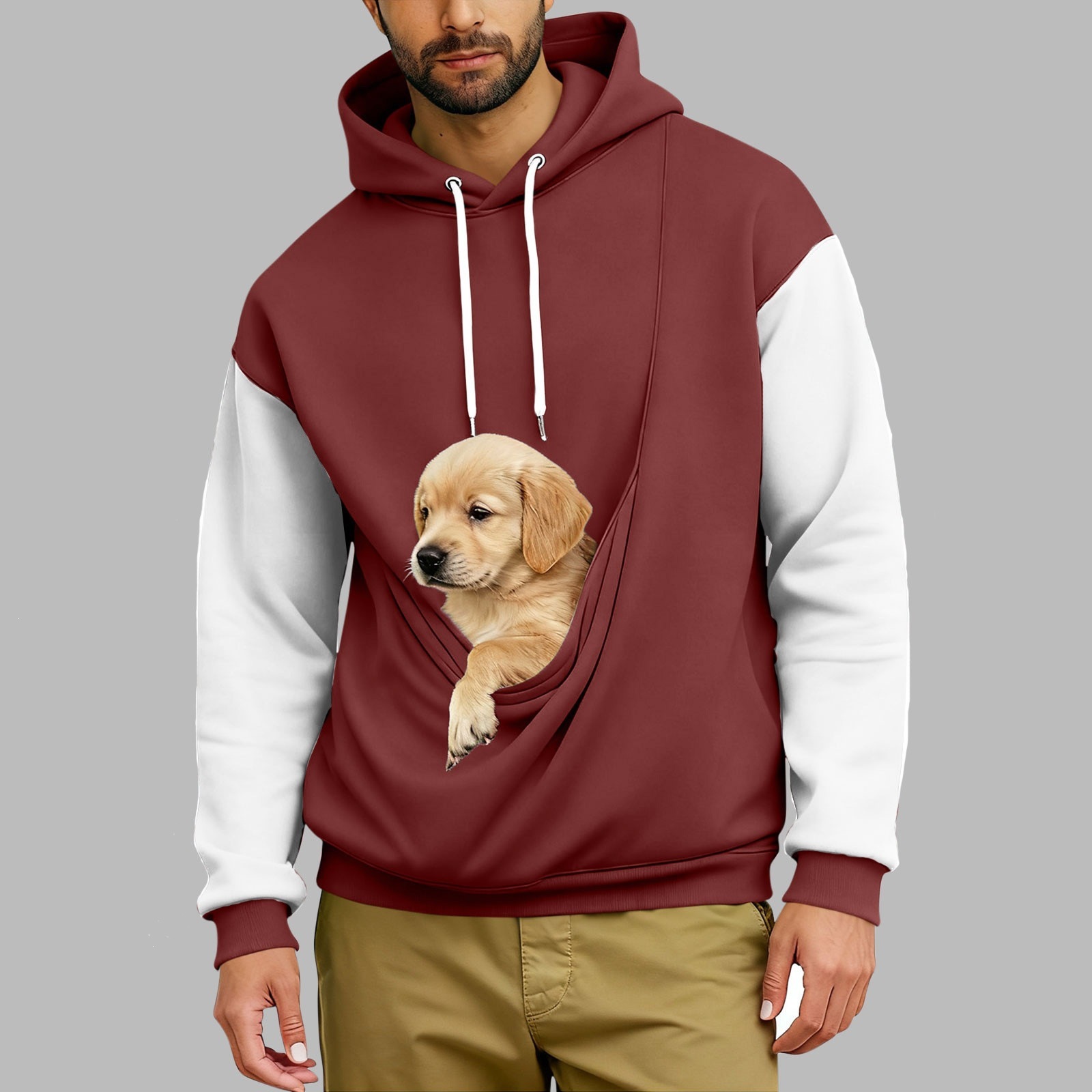 Men's 3D Digital Print Hoodie Loose Casual Long Sleeve Pullover