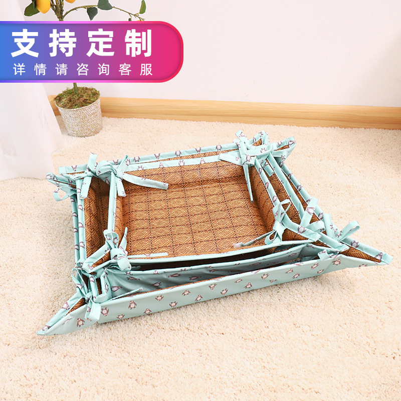 Summer Cool Mat Dual-Use Cat Bed with Bow - Image 2