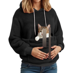 Women's Flannel Hooded Sweatshirt with Pet Pocket - wholesale Pet Apparel & Accessories