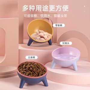 Cat Dog Bowl Neck Protection Anti-Tip Slanted Mouth Small Dog Bowl