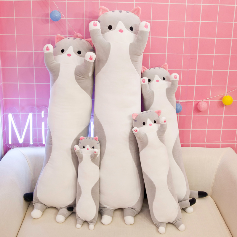 Long Cat Plush Pillow 50cm Pink - Image 4