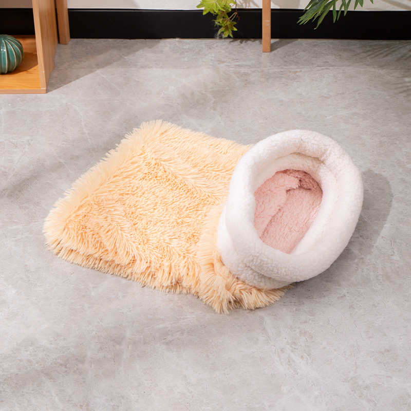 Long Plush Cat Bed Warm Winter Sleeping Bag - Image 5