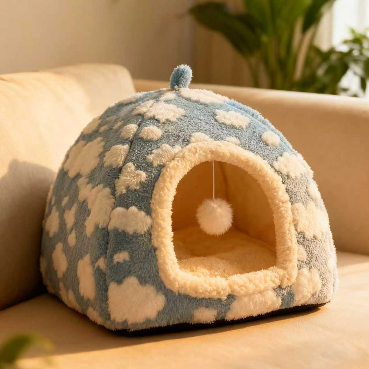 Cloud Cotton Velvet Triangular Cat House Winter Warm