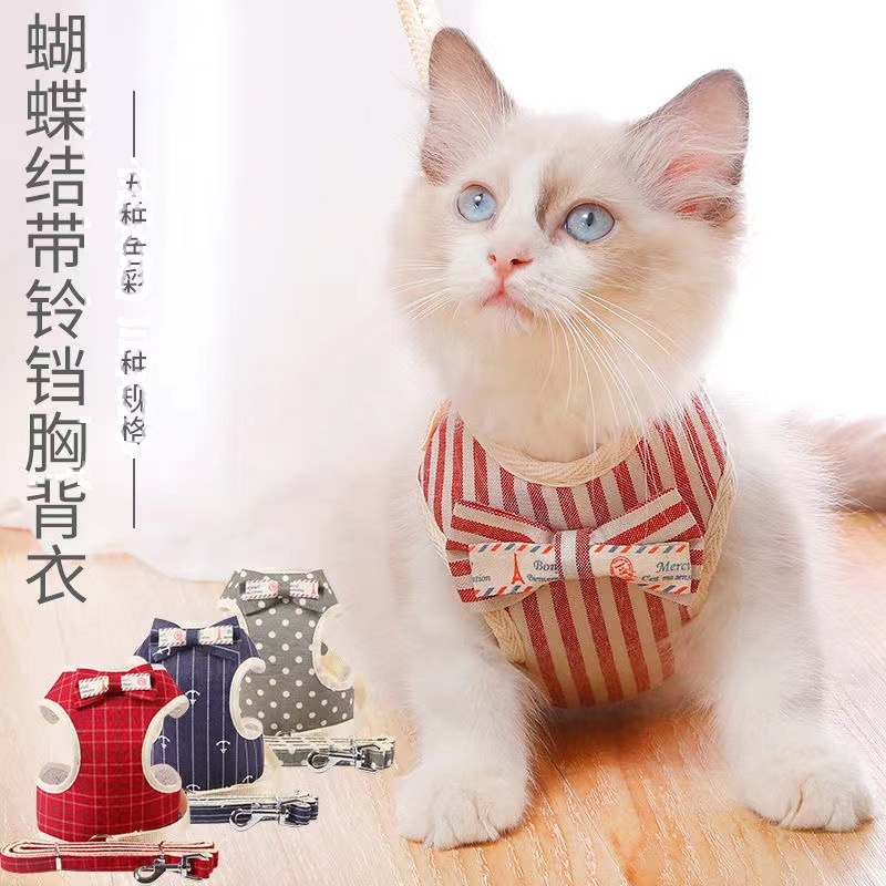Cat Leash Harness With Bow Tie XS