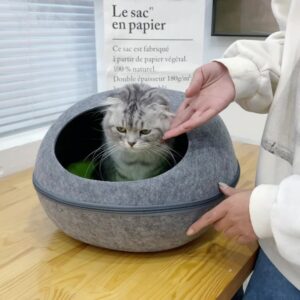 Detachable Felt Cat House Semi-Enclosed With Cotton Pad