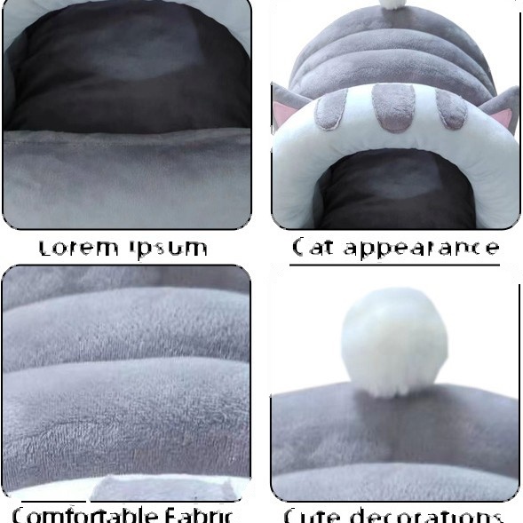 Fully Enclosed Soft Pet Bed With Cover - Image 4