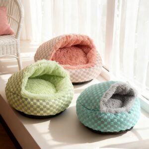 Hooded Cat Bed Semi-Enclosed Thickened Winter Warm
