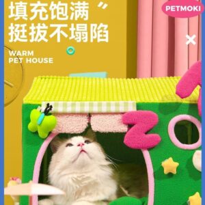 Fun Dopamine Enclosed Cat Bed Winter Warm Cat Villa Four Seasons