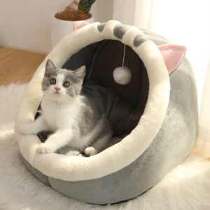 Winter Warm Plush Cat Bed Yurt Style For Small Dogs