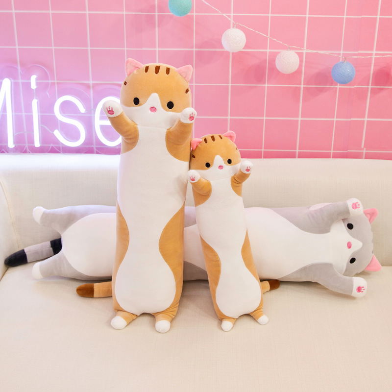 Long Cat Plush Pillow 50cm Pink - Image 3