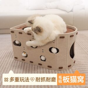 Two-Tier Cat Bed With Scratcher And Tunnel