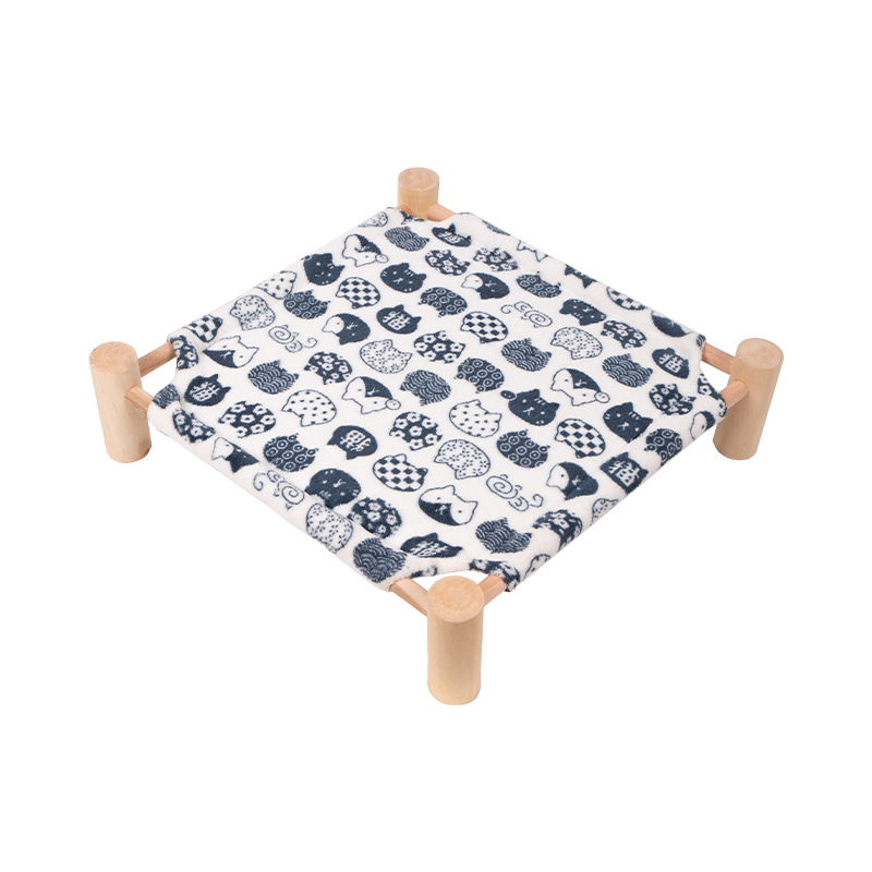 Pine Wood Fleece Elevated Pet Bed Cat Dog House - Image 5