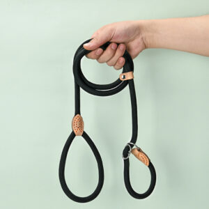 Nylon Rope P Chain Leash With Leather Parts