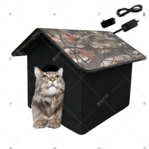 Foldable Heated Cat House Portable Pet Bed