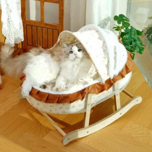 French Style Rocking Cat Bed Winter Warm Semi-Enclosed Sleeping Bag