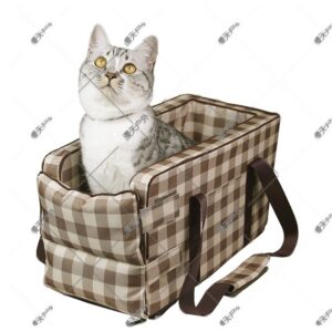 Plaid Square Car Center Console Pet Bed
