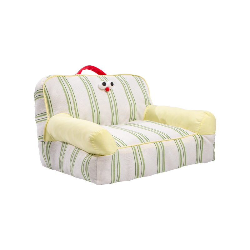 Striped Pet Sofa Bed with Handle - Image 4