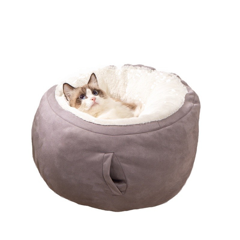 Winter Warm Semi-Enclosed Round Cat Bed - Image 5
