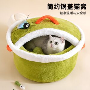 Simple Pot Lid Cat Bed Four Seasons Warm Enclosed