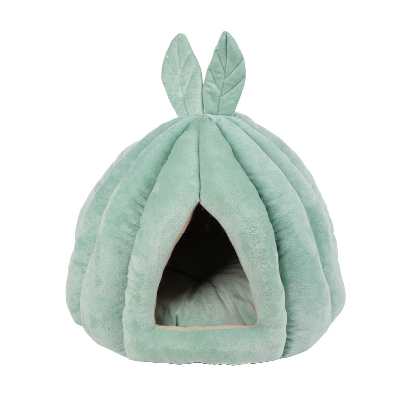 Leaf Pumpkin Cat Bed Winter Warm Semi-Enclosed - Image 5