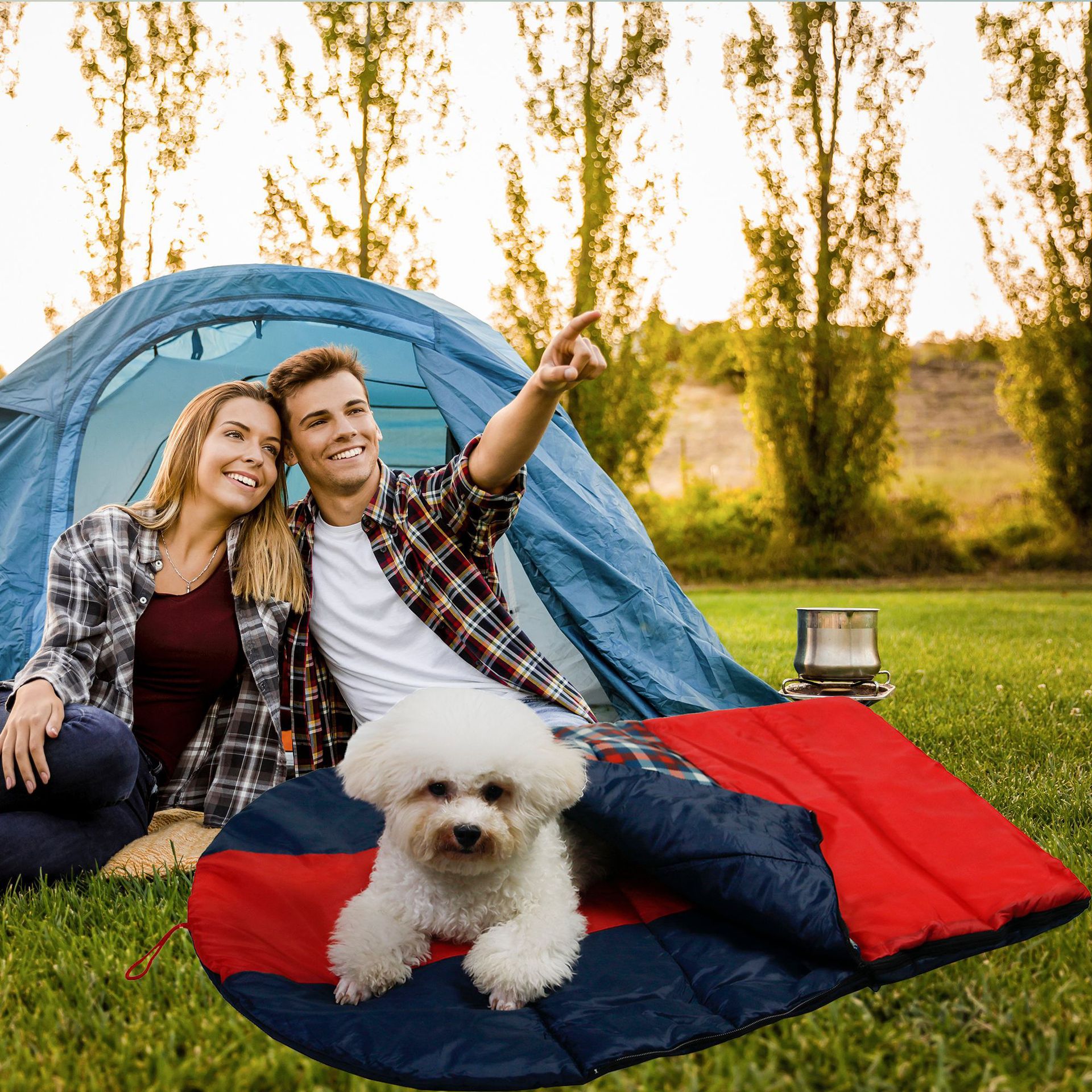 Plaid Print Dog Sleeping Bag Red Green 69x93x58cm - Image 2