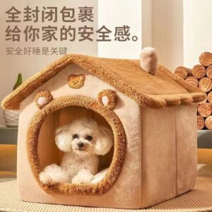 Foldable Enclosed Cat House With Handle