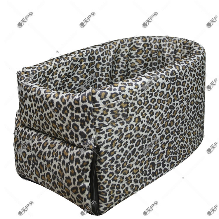 Large Leopard Print Car Center Console Pet Bed Safety Seat - Image 3