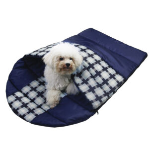 Waterproof Dog Sleeping Bag Blue Plaid For Travel