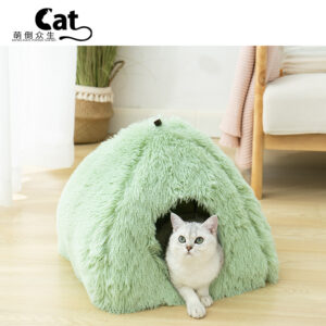 Plush Triangle Cat Bed Winter Warm Enclosed Pet House