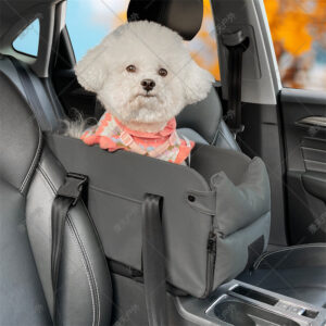 Warm Leather Car Center Console Pet Bed With Faux Rabbit Fur