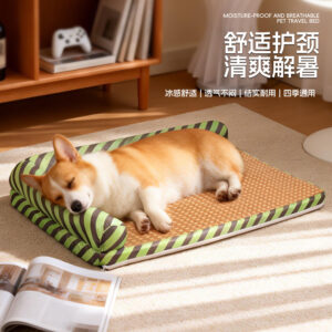 Green Stripe L-Shape Cooling Mat Removable Washable