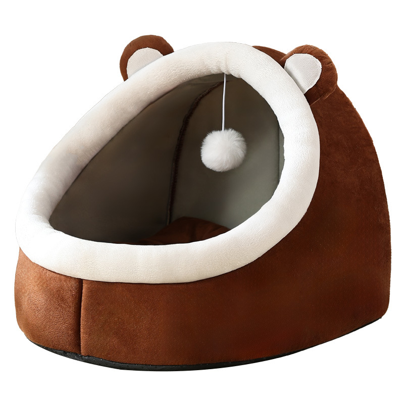Semi-Enclosed Cat Bed House Winter Warm Pet Nest - Image 5