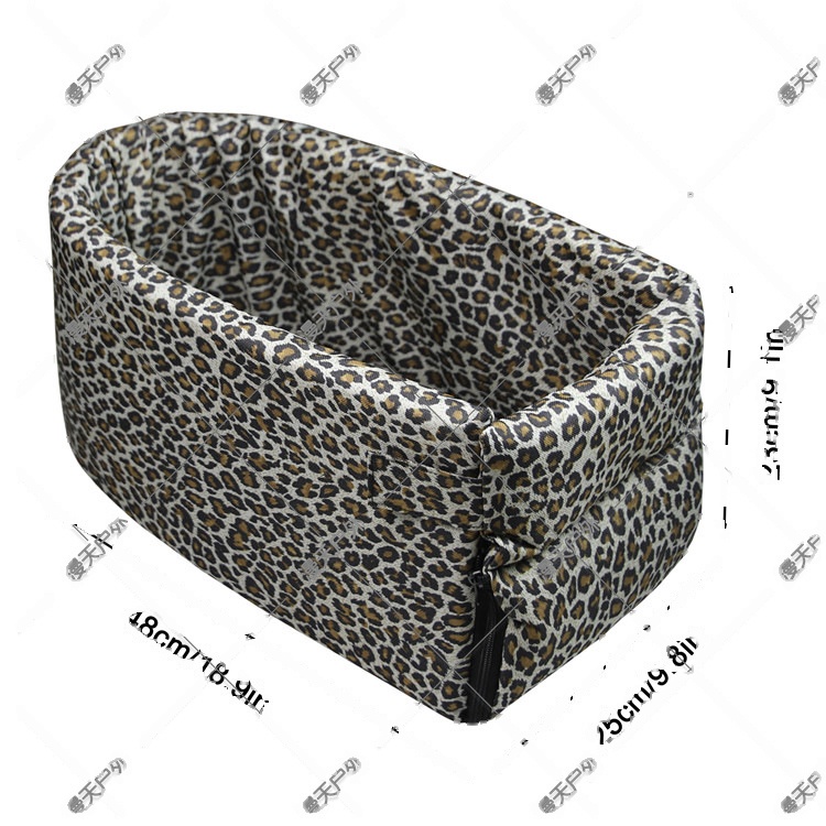 Large Leopard Print Car Center Console Pet Bed Safety Seat - Image 5