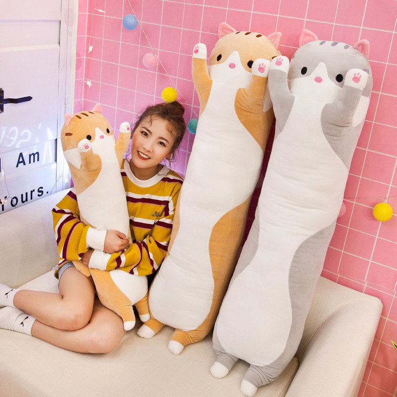 Long Cat Plush Pillow 50cm Pink - Image 2