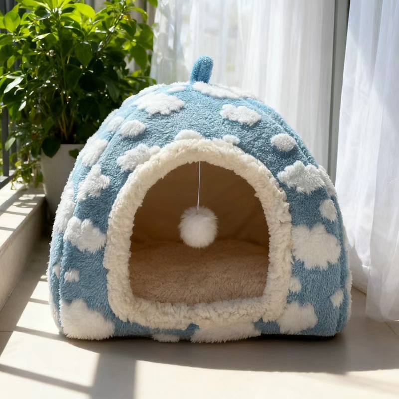Cloud Cotton Velvet Triangular Cat House Winter Warm - Image 4